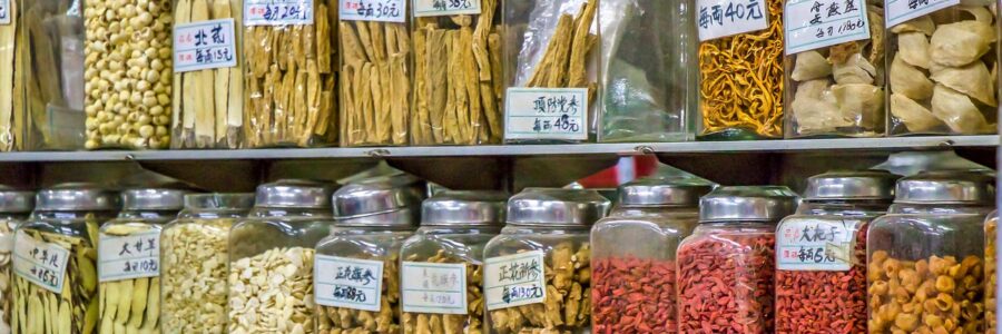 Chinese herbs in jars