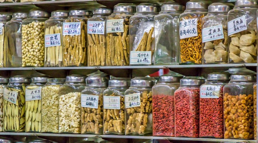 Chinese herbs in jars